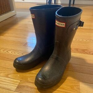 Hunter Sparkle Glitter Classic Black Waterproof Boots